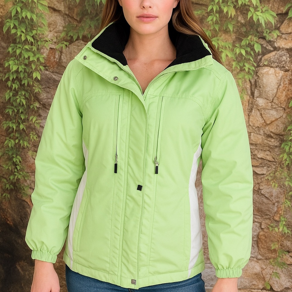 FERA Green and White Water-Resistant Thermolite-Plus Ski Coat, 6